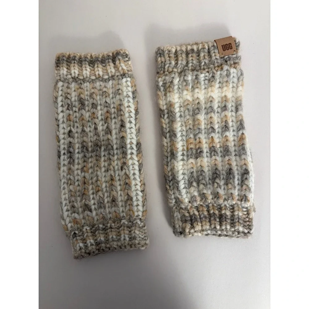 UGG Fingerless Gloves Womens OS Space Dye Wool Blend Chunky Knit Hand Warmers